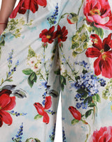 Pantalon large à la taille haute floral