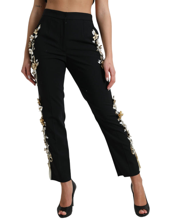 Elegantes pantalones florales de cintura alta