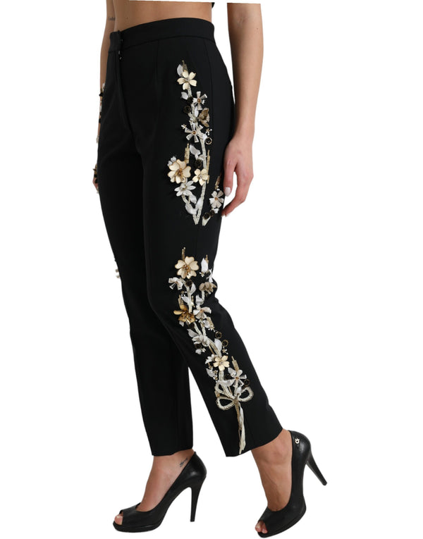 Elegantes pantalones florales de cintura alta