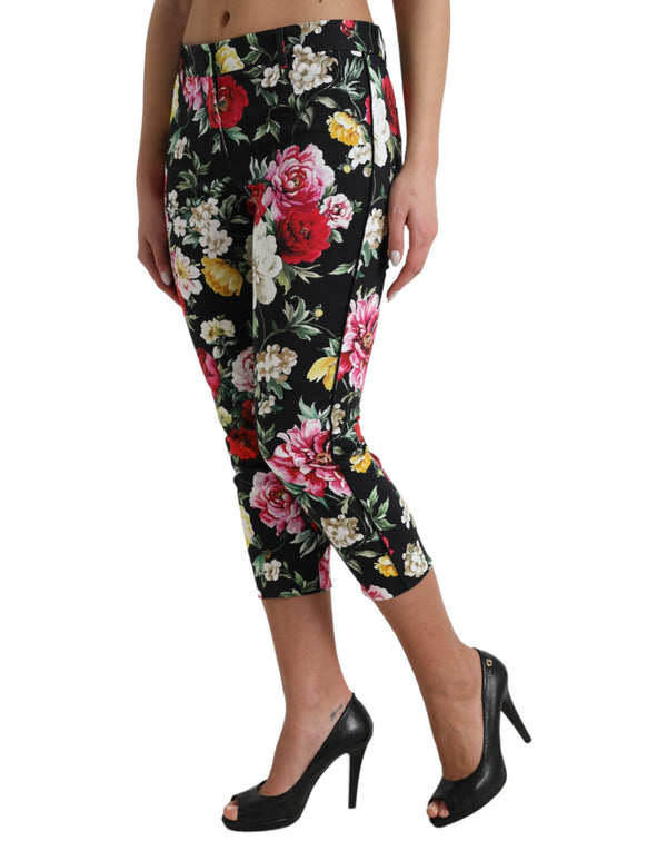 Élégant pantalon coulé à la taille florale