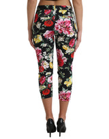 Elegant Floral Mid Waist Cropped Pants