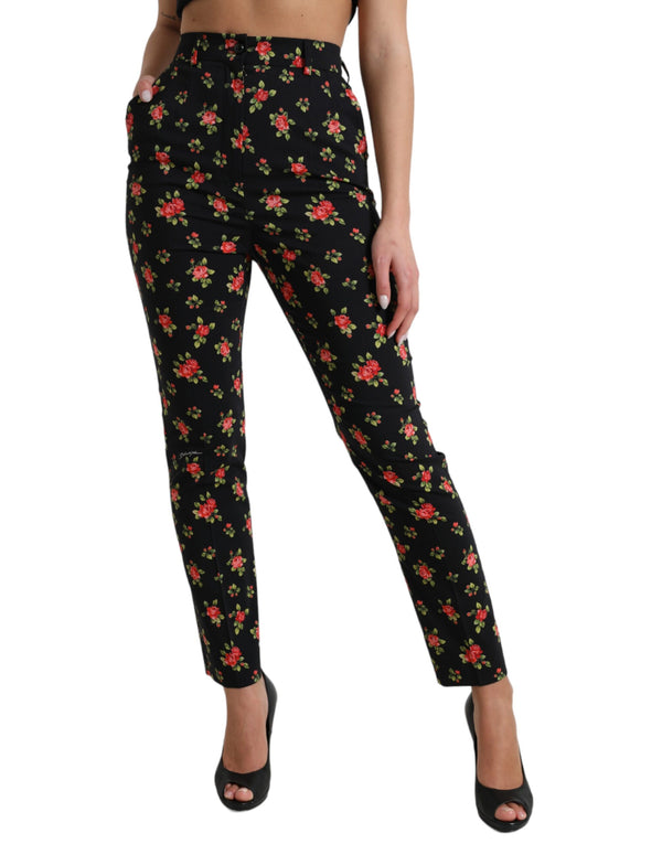 Elegantes pantalones florales de cintura floral