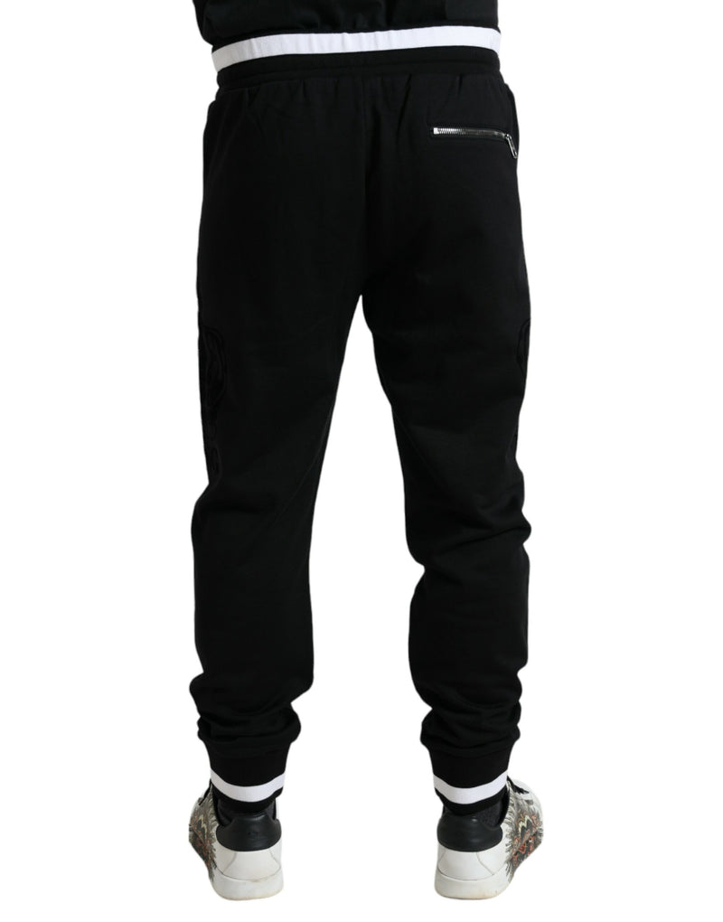 Eleganti jogger di cotone bianco e nero