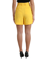 Eleganti pantaloncini di bermuda ad alta vita in giallo soleggiato