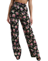 Pantalones de pierna ancha de cintura alta floral