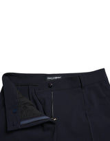 Elegant Mid Waist Tapered Pants in Blue