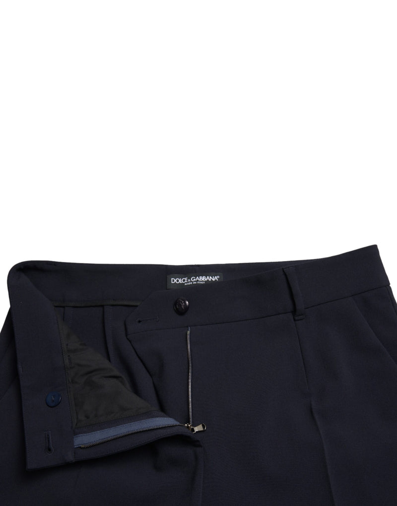 Elegant Mid Waist Tapered Pants in Blue