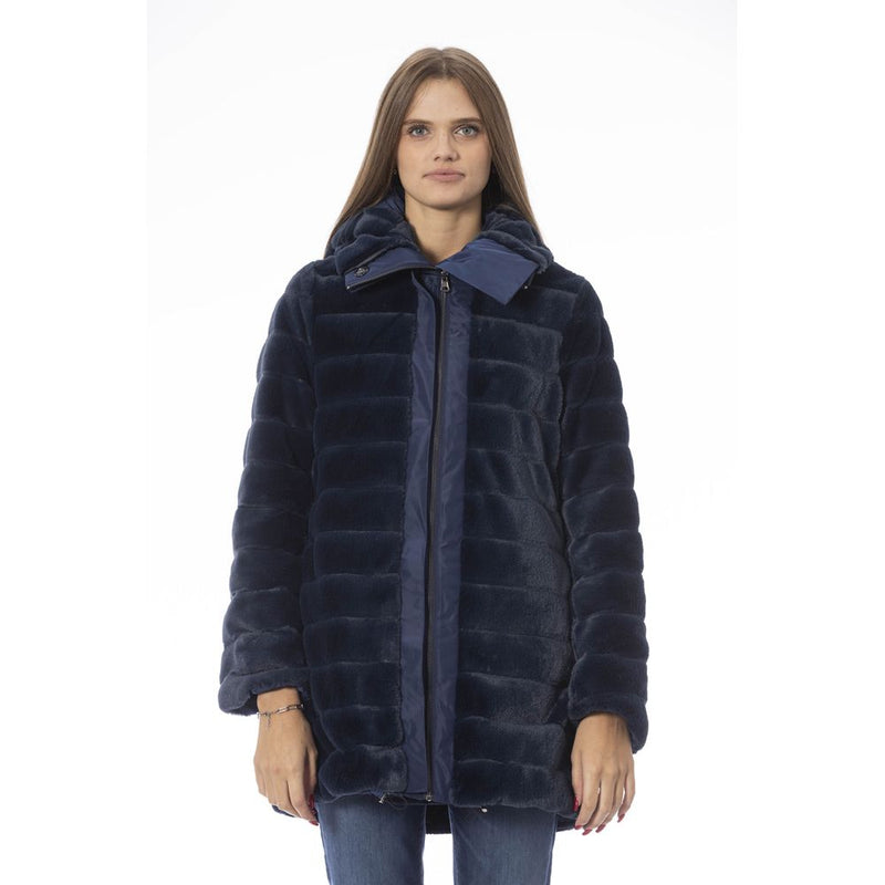 Reversible hellblaue Kapuzenjacke