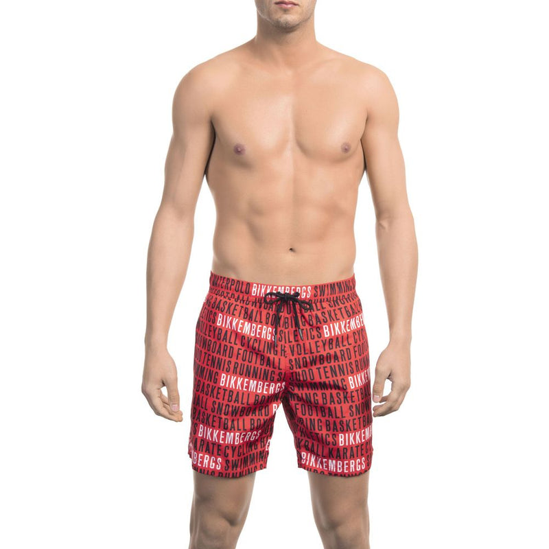 Rote All-Over-Druck-Schwimmshorts