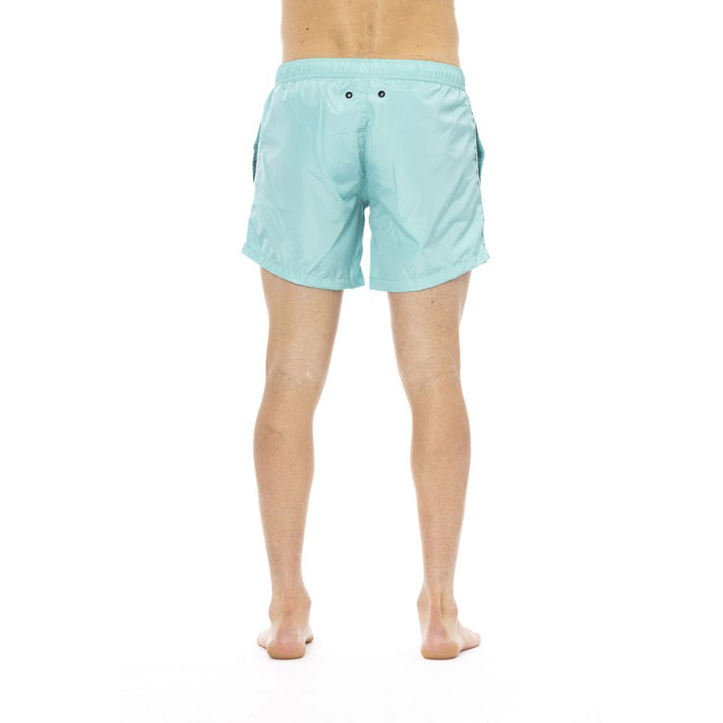 Light Blue Polyester Men Swim Short