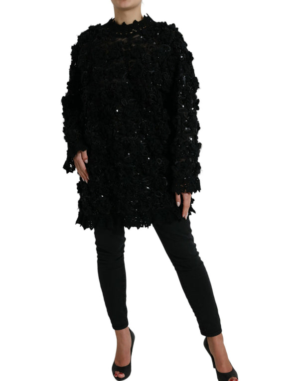 Pullover nero abbellito con paillettes