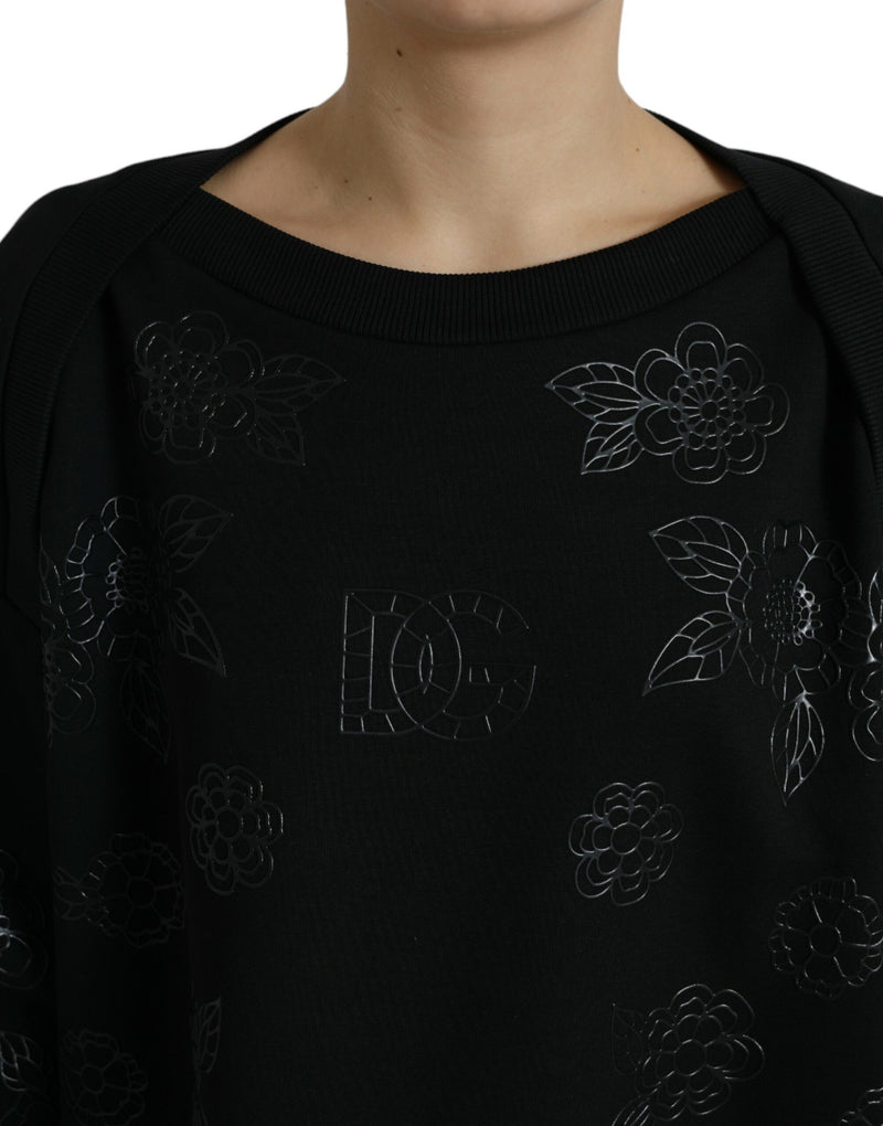 Pull d'applique floral noir élégant