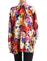 Floral Silk Blouse με εμπρόσθια γραβάτα