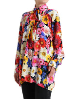 Floral Silk Blouse με εμπρόσθια γραβάτα