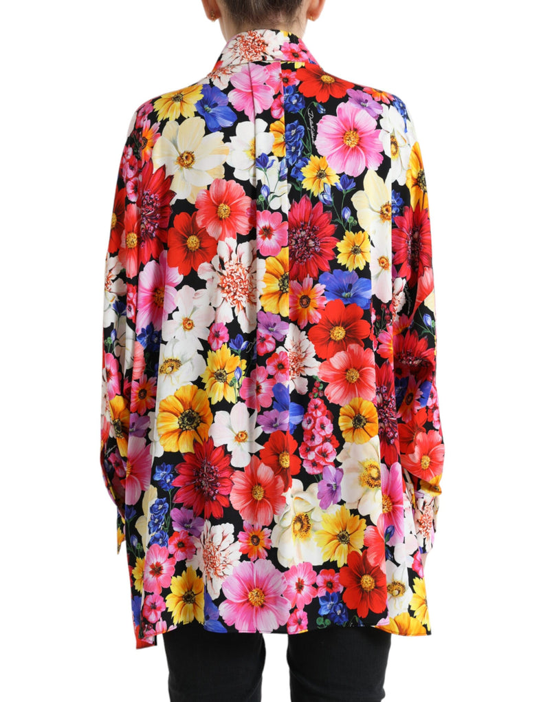 Floral Silk Blouse με εμπρόσθια γραβάτα