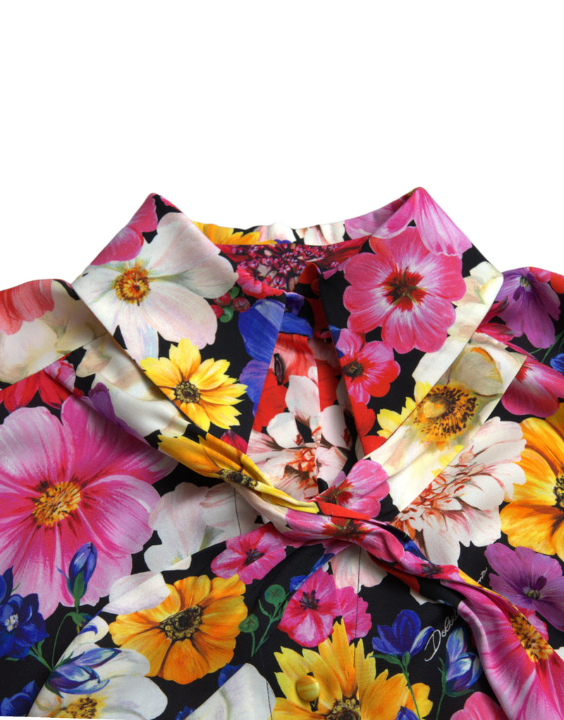 Blumenbluse mit vorne Krawattenbefestigung