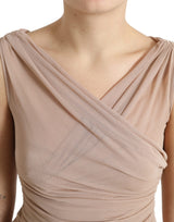 Elegant Beige V-Ausschnitt ärmelloses Tanktop