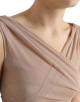 Elegant Beige V-Ausschnitt ärmelloses Tanktop