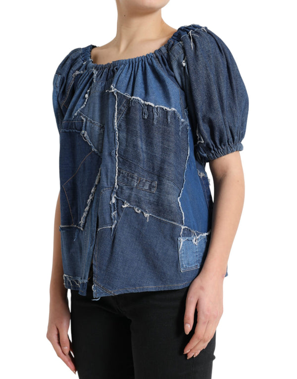 Eleganter Baumwoll -Denimbluse -Top