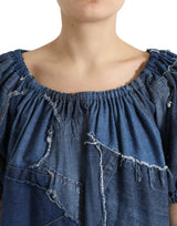 Elegant Cotton Denim Blouse Top