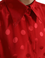 Elegante Polka -Dot -ärmellose Seidenbluse