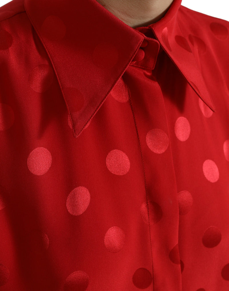 Elegante Polka -Dot -ärmellose Seidenbluse