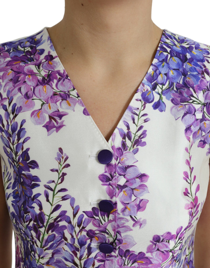 Gilet de mélange de soie à imprimé floral