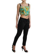 Elegant Floral Silk Blend Cropped Tank Top