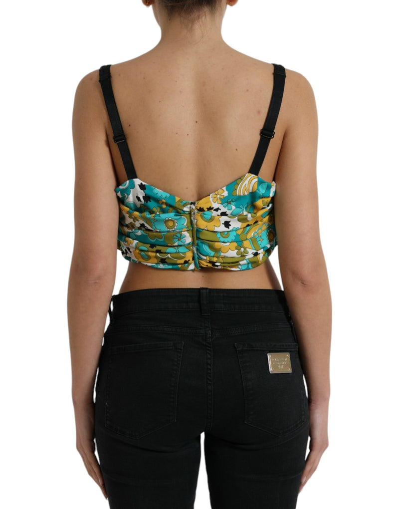 Elegant Floral Silk Blend Top Cropped Top