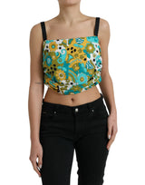 Elegant Floral Silk Blend Top Cropped Top