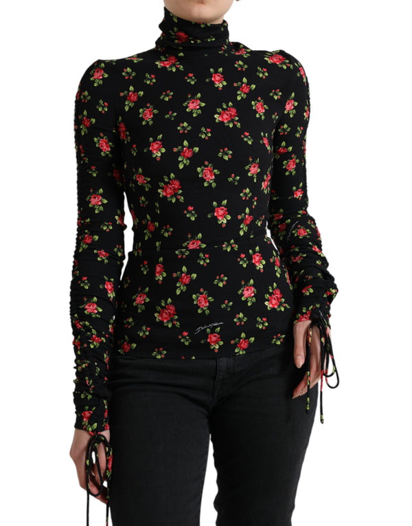 Elegante top de mezcla de seda floral