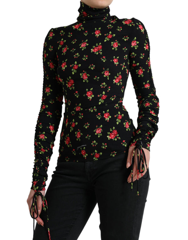 Elegante top de mezcla de seda floral