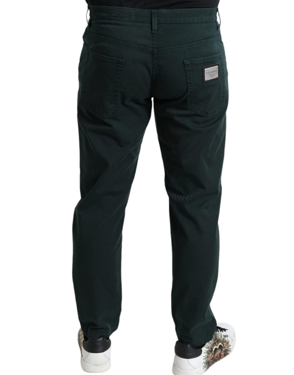 Eleganti jeans di cotone magro verdi