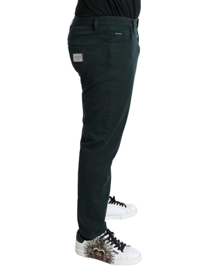 Elegante grüne dünne Baumwolljeans