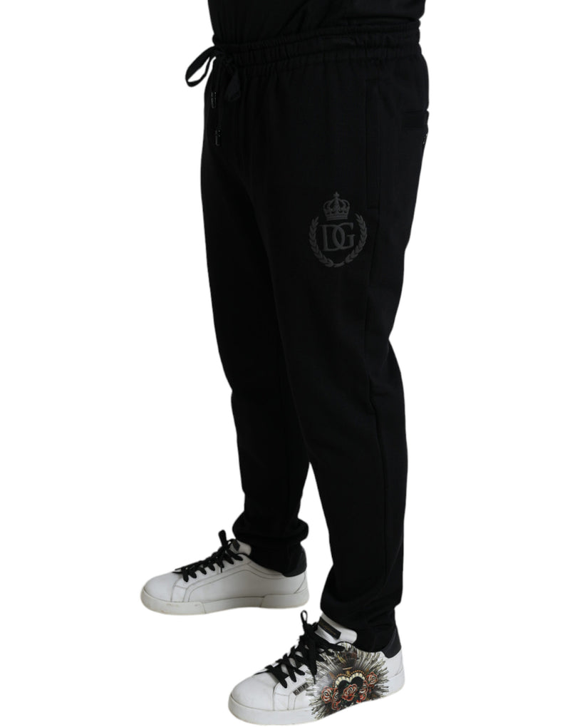 Elegante schwarze Baumwolljogger mit Logo -Stickerei