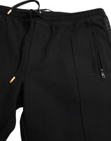 Eleganti pantaloni da jogger a miscela di cotone nero