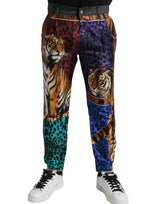 Jeans de mezclilla multicolor tigre impresa