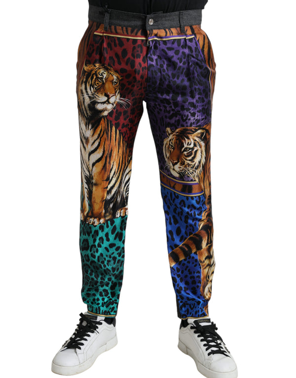 Jeans de mezclilla multicolor tigre impresa