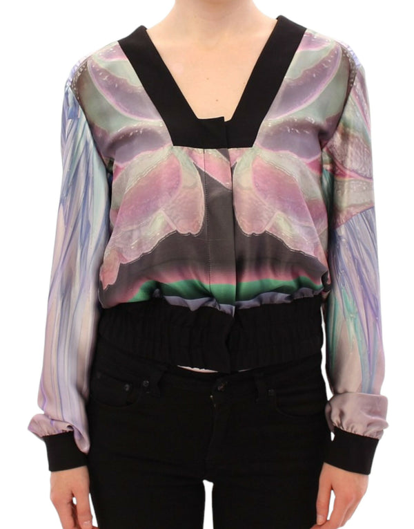 Chaqueta de blusa de seda multicolor