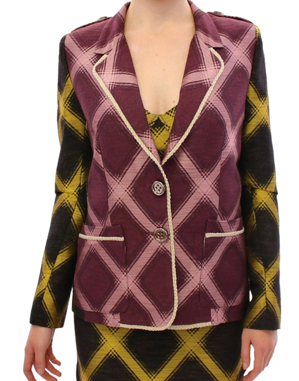 Chic Purple Checkered Jacke Blazer