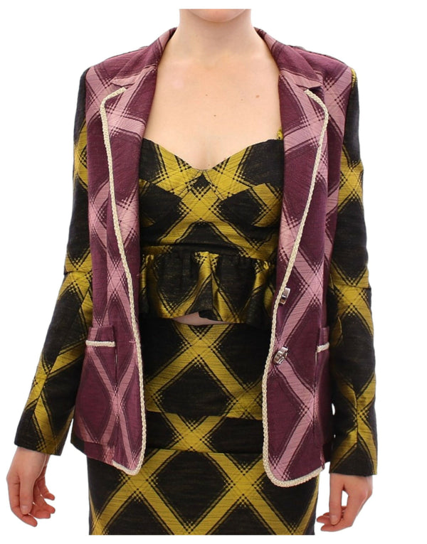 Chic Purple Checkered Jacke Blazer