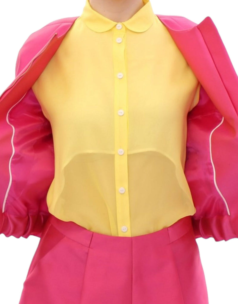 Elegante chaqueta de mezcla de seda rosa