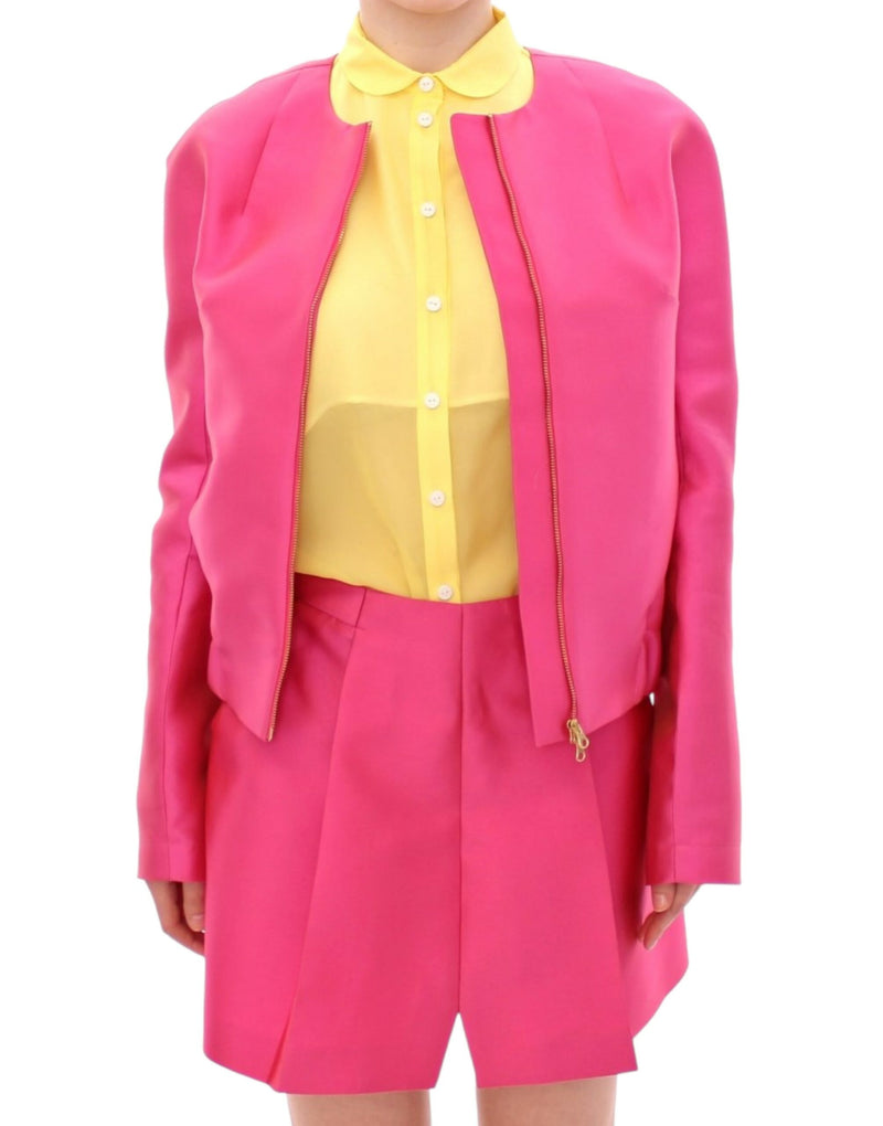 Elegante rosa Seidenmischjacke