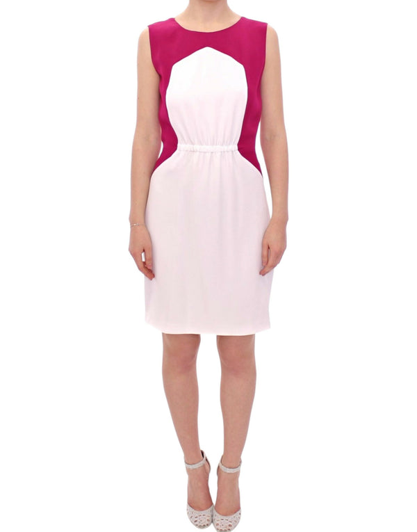 Vestido elegante de cambio rosa y blanco