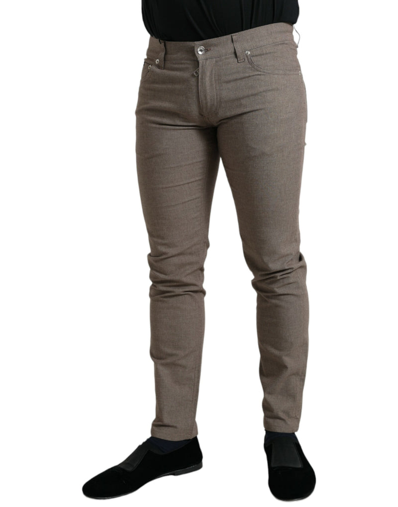 Pantalon maigre élégant en coton brun