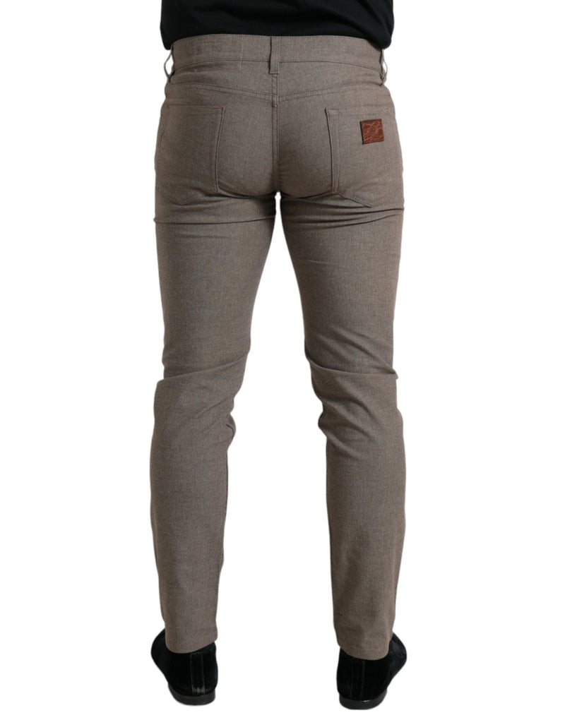 Pantalon maigre élégant en coton brun