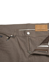 Eleganti pantaloni magri in cotone marrone