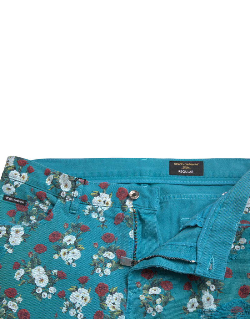 Jean en jean skinny floral chic