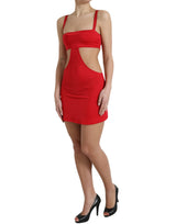 Exquisites rotes Ausschnitt aus dem Bodycon Mini -Kleid