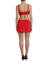 Exquis rouge coupé bodycon mini robe